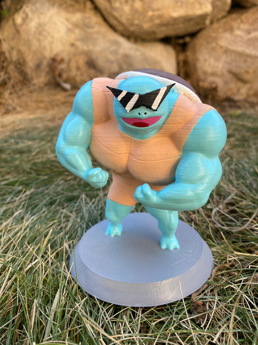 Buff Squirtle With Glasses Figure, Hand Painted Statue