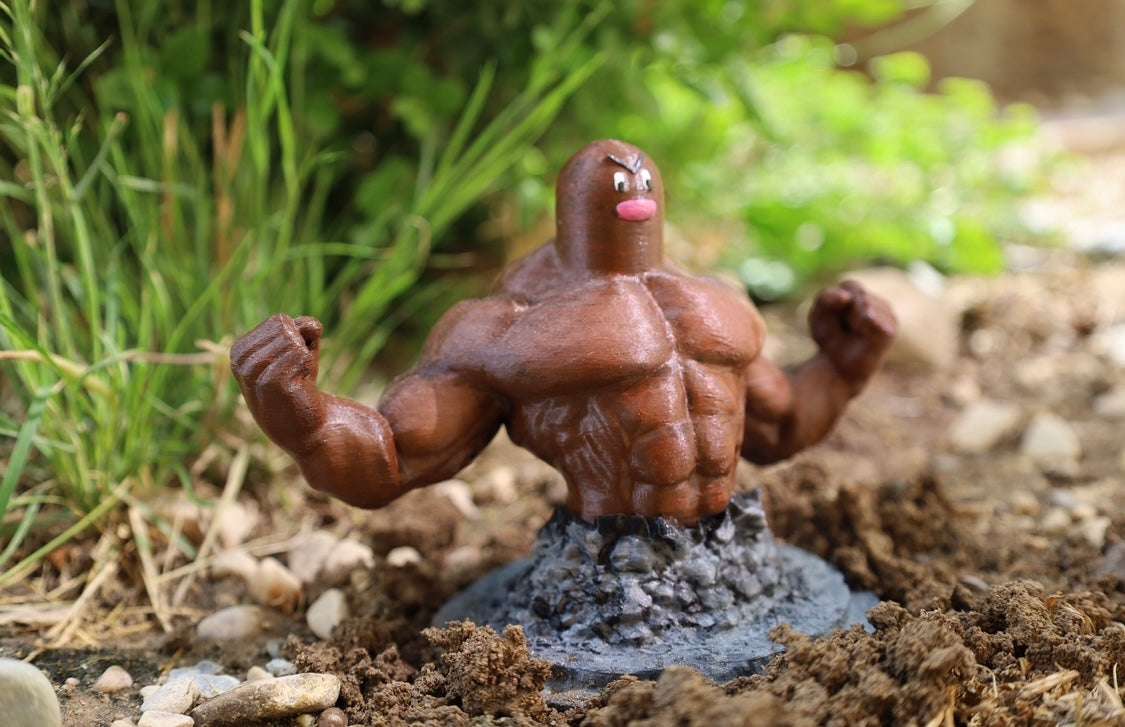 Buff Diglet Figure, Hand Painted Statue