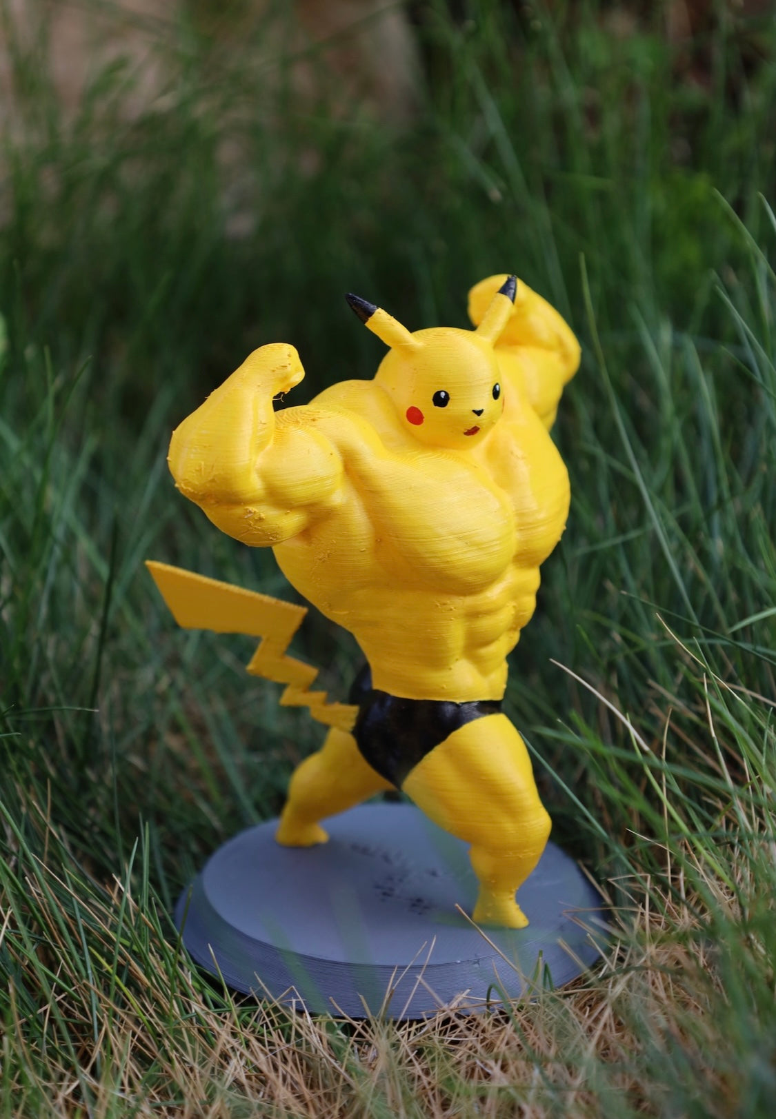Buff Pikachu Figure, Hand Painted Statue