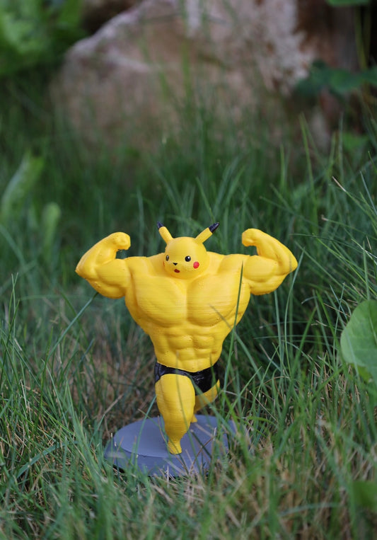 Buff Pikachu Figure, Hand Painted Statue